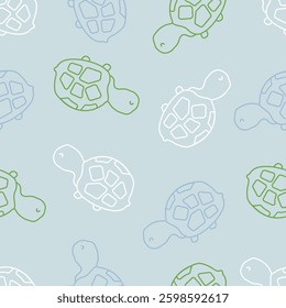 Seamless pattern with turtles. Vector illustration.