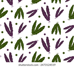 seamless pattern Tuscan cabbage vector. Design for kale day, healthy food, health day, recipes. Colorful background cartoon assorted cabbage for cover, print, book decoration, postcard, web element.