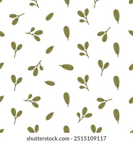 Seamless pattern with twig and leaves. For fabric, textile, packaging