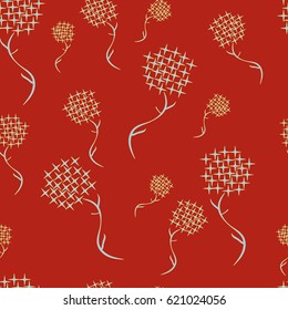 seamless pattern twig on a red background