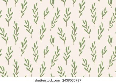 patrón sin fisuras con ramitas con hojas verdes, fondo de la naturaleza; toque de la belleza de la naturaleza a cualquier superficie o textil- ilustración vectorial