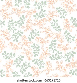 Seamless Pattern With Twigs And Leaves
