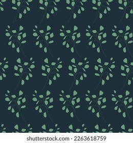Seamless pattern with twigs and leaves. Floral pattern design. Botanical tile. Good for prints, wrappings, textiles and fabrics.
