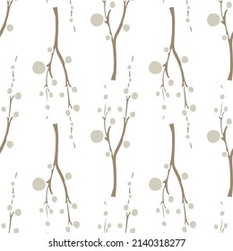 Seamless pattern of twigs on a white background. For the design of various surfaces.