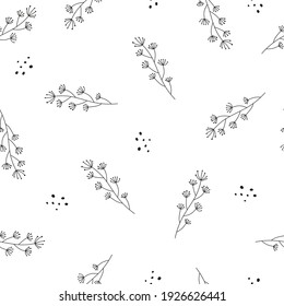 seamless pattern with twigs. vector flat style. hand drawing. design for fabric, textile, print, wrapper