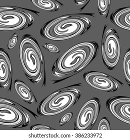 Seamless pattern with the twirled ovals. Vector abstract background