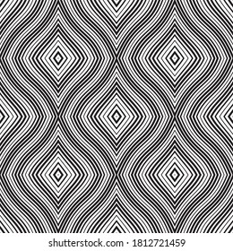 Seamless pattern with twist oblique black bands