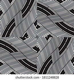 Seamless pattern with twist oblique silver gray  bands