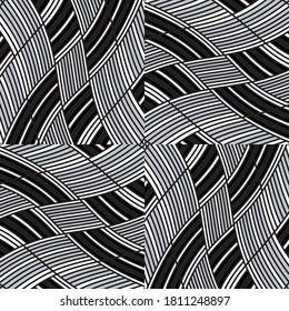 Seamless pattern with twist oblique silver gray  bands