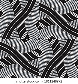 Seamless pattern with twist oblique silver gray  bands