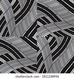 Seamless pattern with twist oblique silver gray  bands
