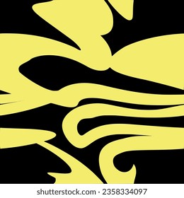 Seamless pattern of twisted, intertwined gold ribbons on a black background. Vector.