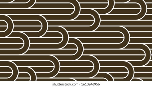 Seamless pattern with twisted lines, vector linear tiling background, stripy weaving, optical maze, twisted stripes.