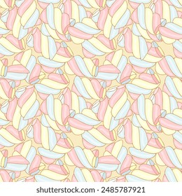 Seamless pattern with twisted marshmallows - hand drawn vector illustration.