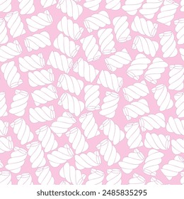 Seamless pattern with twisted marshmallows - hand drawn vector illustration.