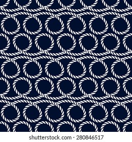 Seamless pattern with twisted rope. Nautical theme. Vector background. 