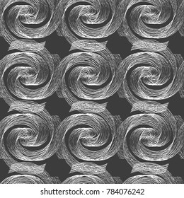 Seamless pattern with twisted thin lines of circles.Modern stylish texture.Black and white