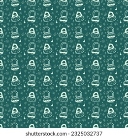 Seamless pattern with two abstract baskets. Doodle vector color illustration.