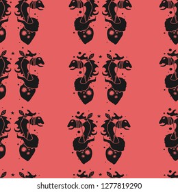 seamless pattern two black horses vector