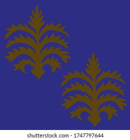 Seamless pattern of two brown thistle flowers on a purple background. Gradient. Square.