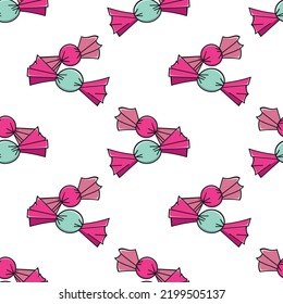 Seamless pattern with two candies doodle vector
