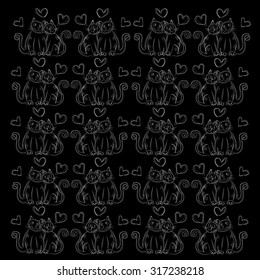  seamless pattern with two cats in love