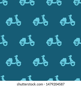 seamless pattern two color scooter icon with blue background