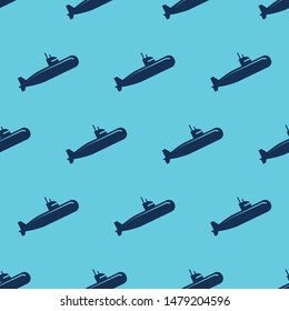 seamless pattern two color submarine icon with blue background