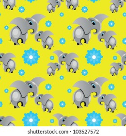 seamless pattern with two elephant with flower