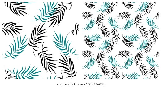 Seamless pattern in two layers of palm leaves.