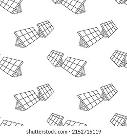 Seamless pattern with two solar panels hand drawn doodle outline vector