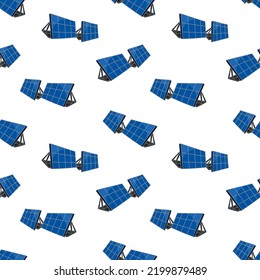 Seamless pattern with two solar panels doodle vector