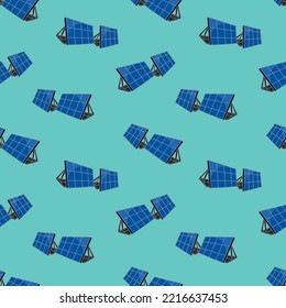 Seamless pattern with two solar panels doodle vector