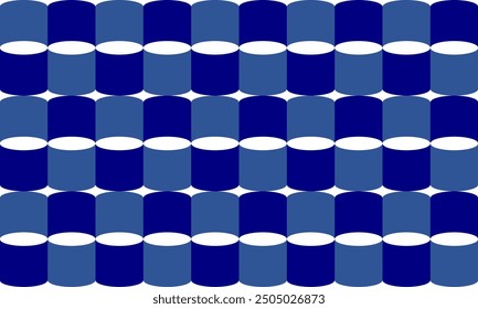 seamless pattern with two tone blue waves checkerboard on white background, as repeat pattern row horizontal strip, replete image illustration, right and left design for fabric printing