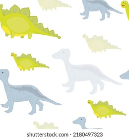 seamless pattern with two types of dinosaurs. vector graphics for fabric, background, paper