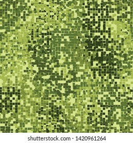 Seamless pattern. Two-layer pixel camo for the jungle. Swamp and green shades. Editable.