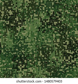 Seamless pattern. Two-layer pixel camo for the jungle. Swamp and green shades. Editable.