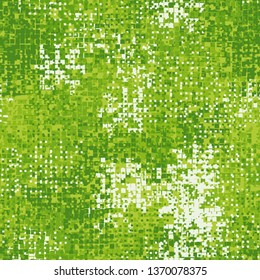 Seamless pattern. Two-layer pixel camouflage. Green forest shades. Editable.