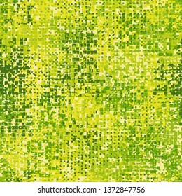 Seamless pattern. Two-layer pixel camouflage. Green forest shades. Editable.