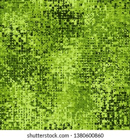 Seamless pattern. Two-layer pixel camouflage. Green forest shades. Editable.