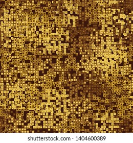 Seamless pattern. Two-layer pixel camouflage. Gold and amber shades. Editable.