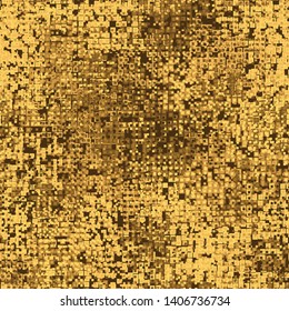 Seamless pattern. Two-layer pixel camouflage. Gold and amber shades. Editable.