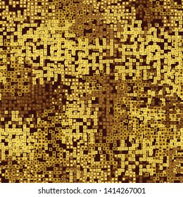 Seamless pattern. Two-layer pixel camouflage. Gold and amber shades. Editable.