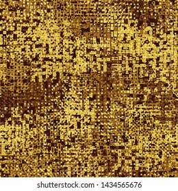 Seamless pattern. Two-layer pixel camouflage. Gold and amber shades. Editable.