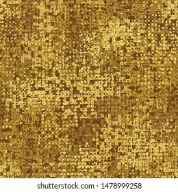 Seamless pattern. Two-layer pixel camouflage. Gold and amber shades. Editable.