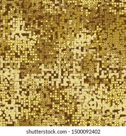 Seamless pattern. Two-layer pixel camouflage. Gold and amber shades. Editable.