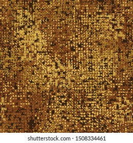 Seamless pattern. Two-layer pixel camouflage. Gold and amber shades. Editable.