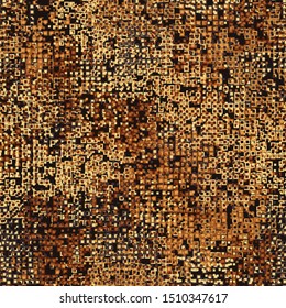 Seamless pattern. Two-layer pixel camouflage. Gold and amber shades. Editable.