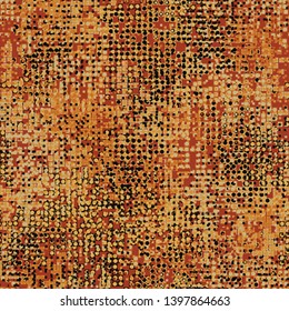 Seamless pattern. Two-layer pixel rusty camouflage. Red-rusty colors. Editable.