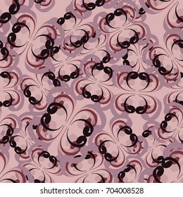 Seamless pattern. Two-sided figures scattered in random order. Different shades of brown.